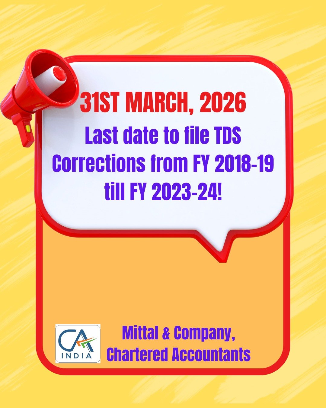 TDS correction deadline 31 March 2026