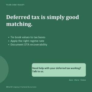 Deferred tax calculation for companies – tie book values to tax bases, apply the right regime rate and document DTA recoverability | Mittal & Company, Chartered Accountants