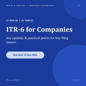 ITR-6 for companies FY 2025-26 AY 2026-27 - key updates